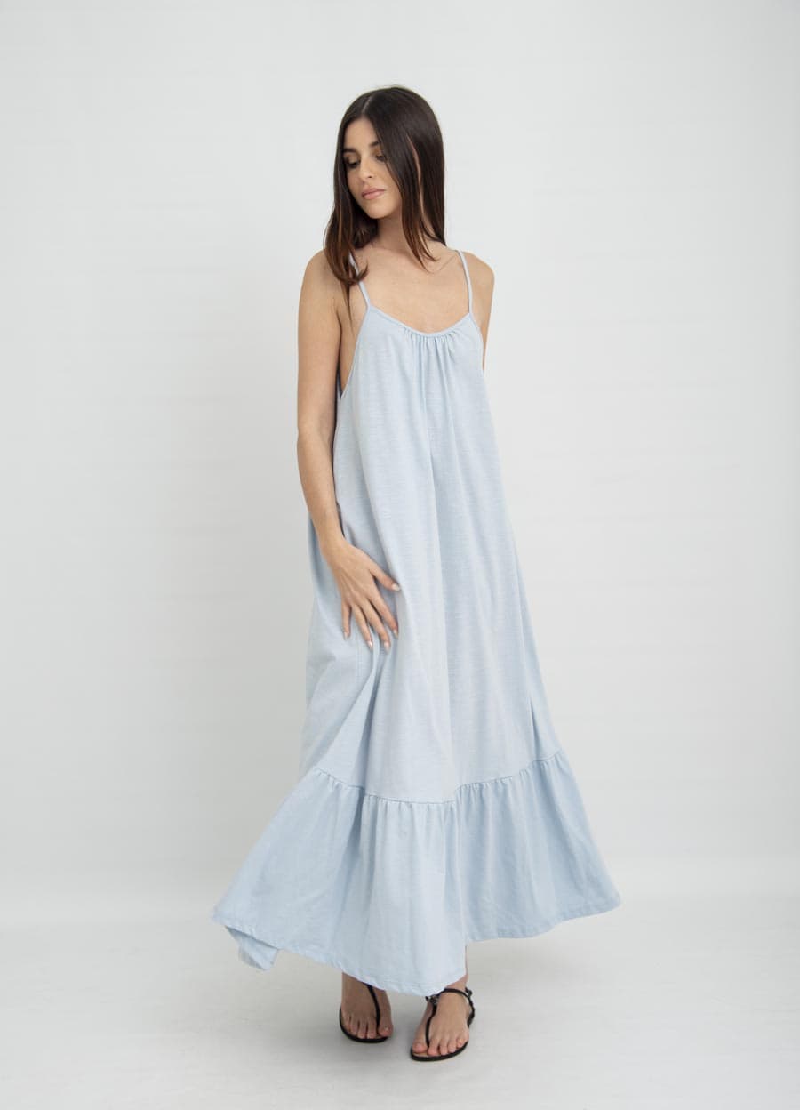 Vestido jersey flame con volado en  ruedo