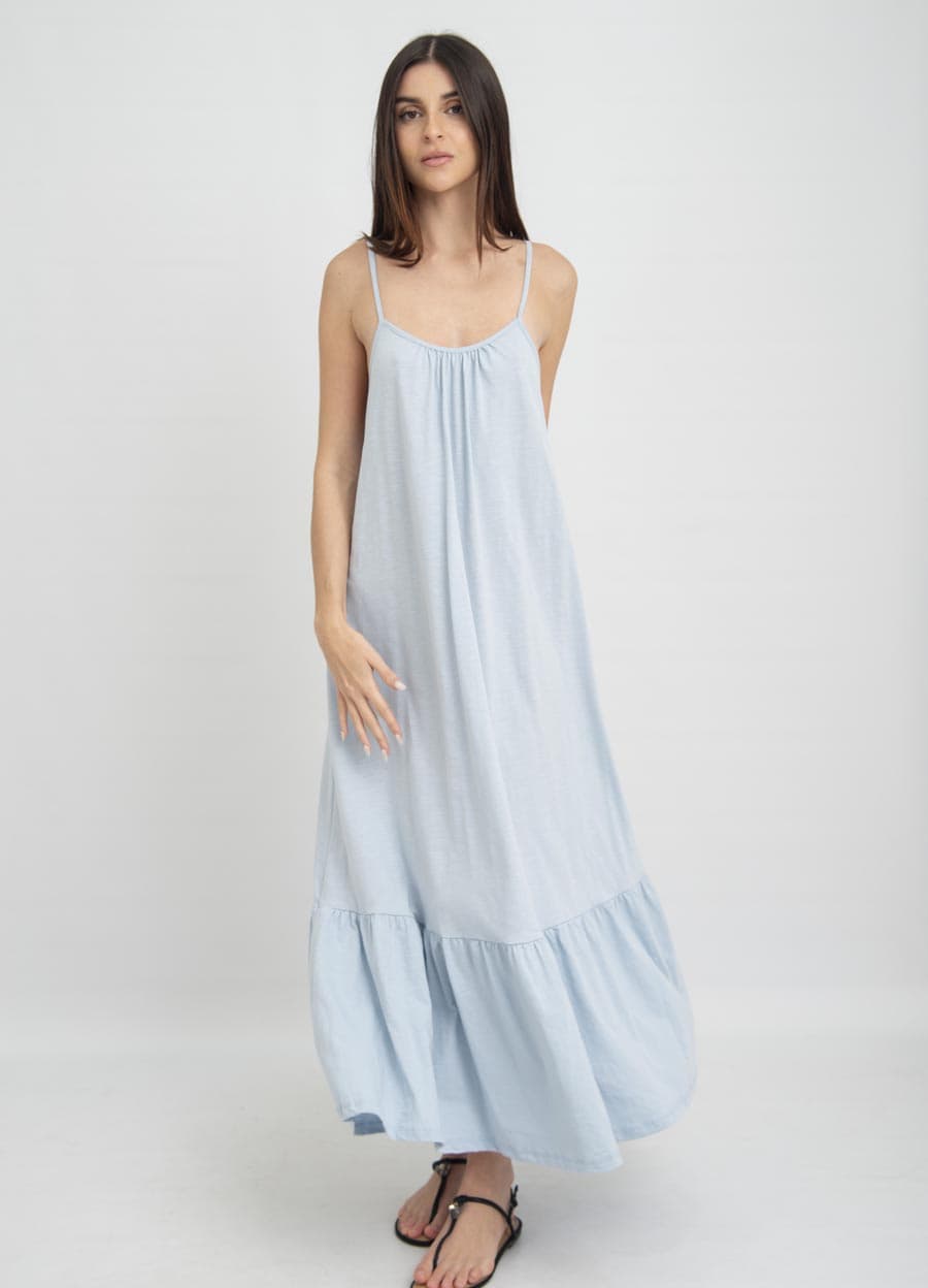 Vestido jersey flame con volado en  ruedo