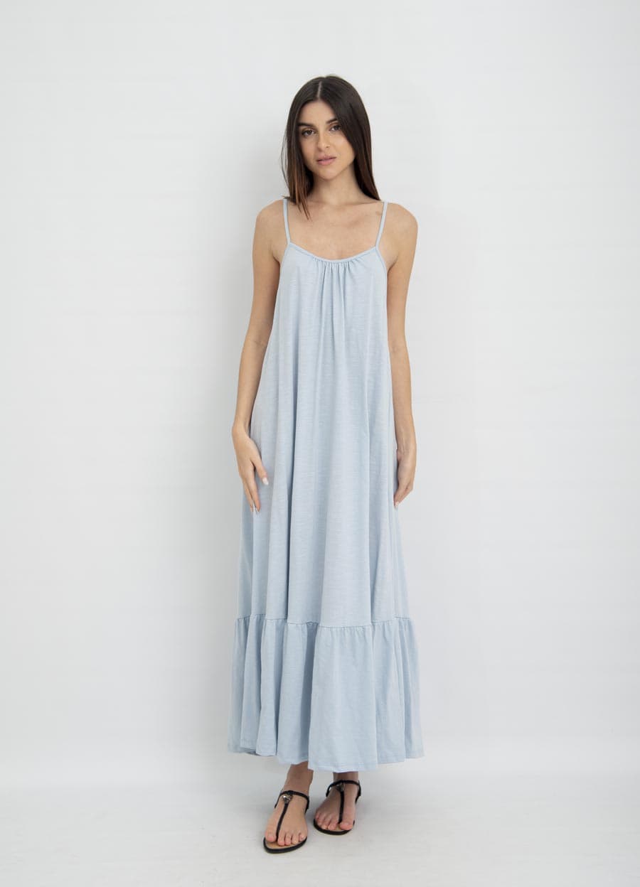 Vestido jersey flame con volado en  ruedo