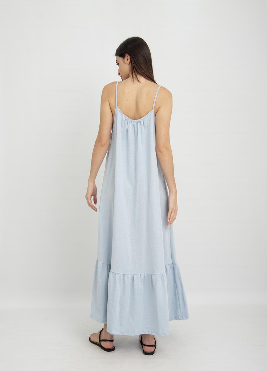 Vestido jersey flame con volado en  ruedo