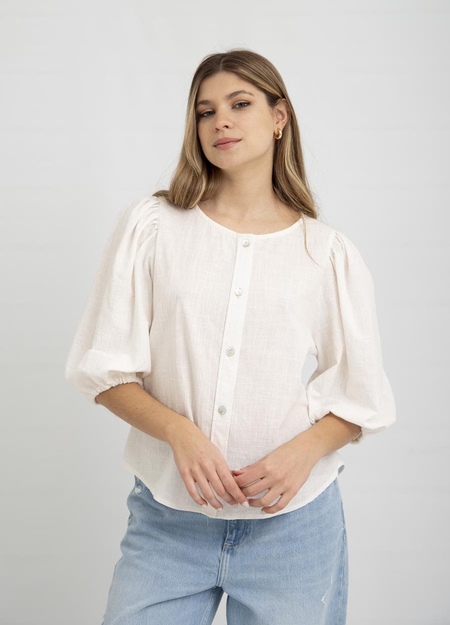 Camisa manga 3/4 algodon rustico 