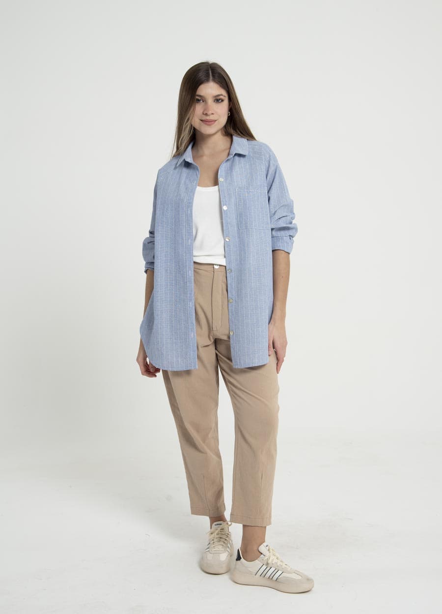 Camisa lino rayado