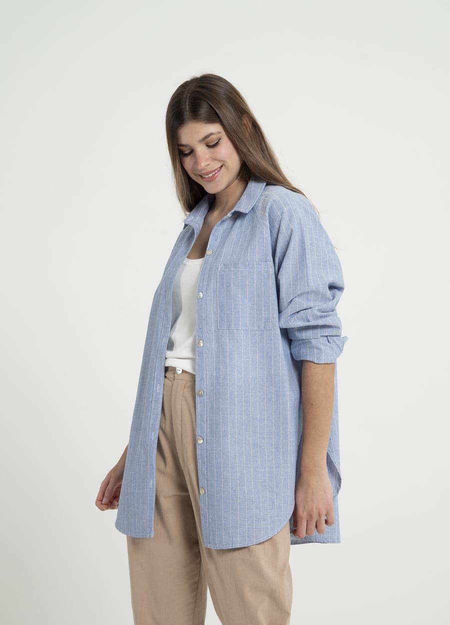 Camisa lino rayado