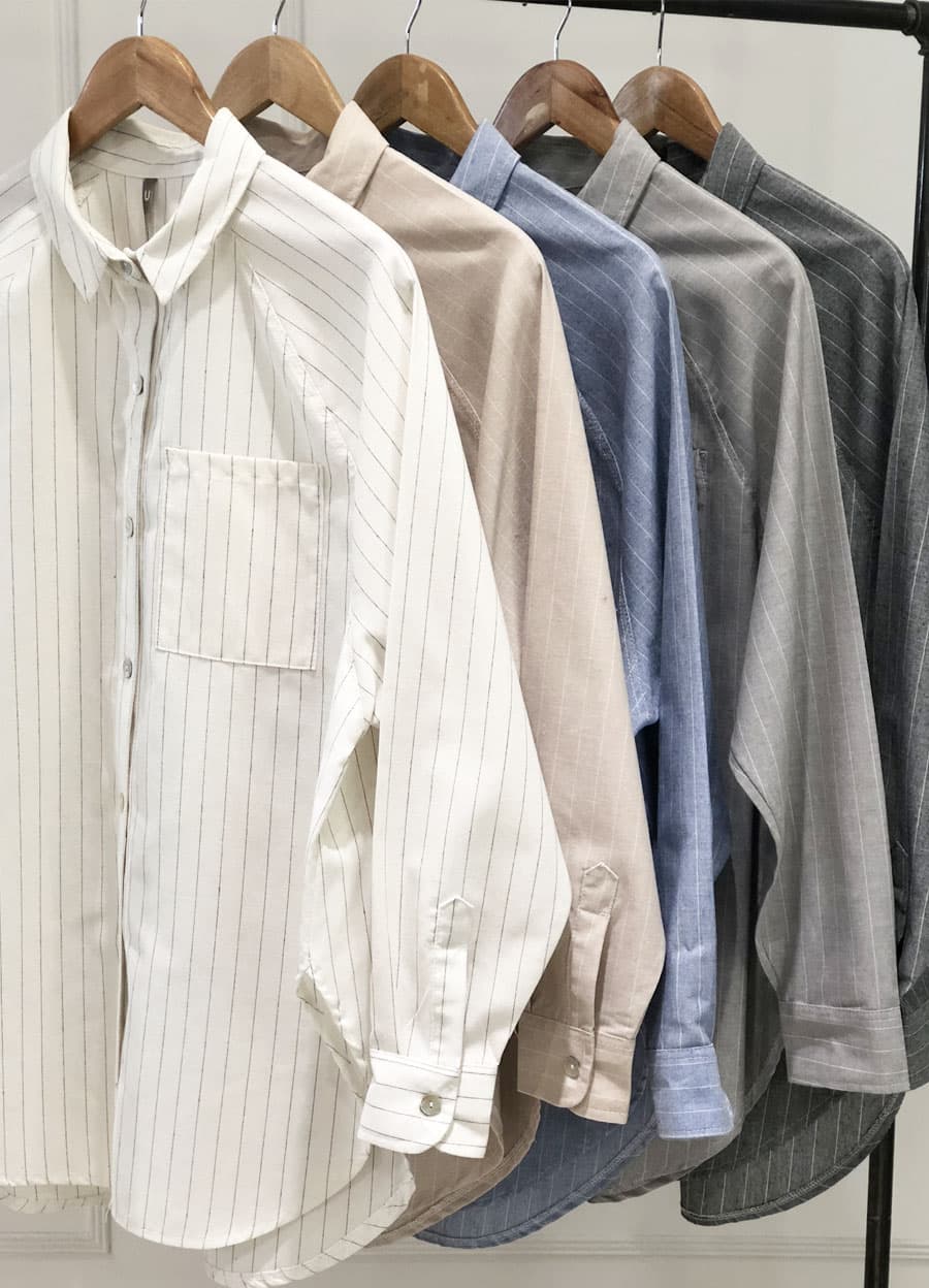 Camisa lino rayado