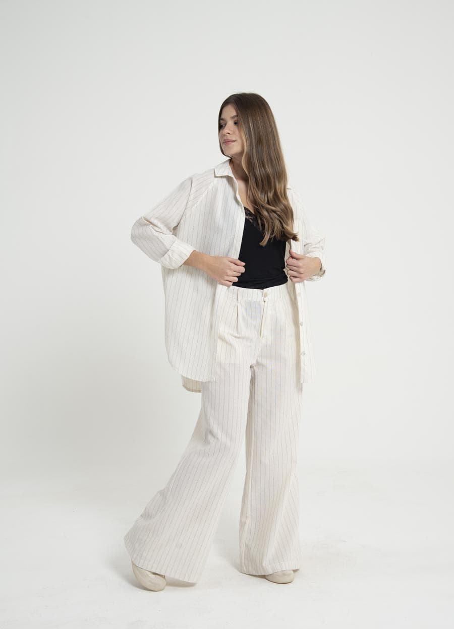 Pantalon sastrero lino rayado