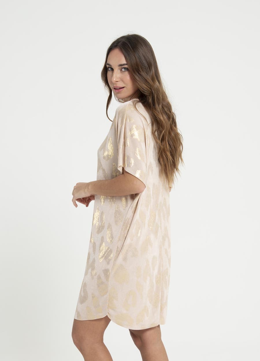 Vestido al corte metalizado print