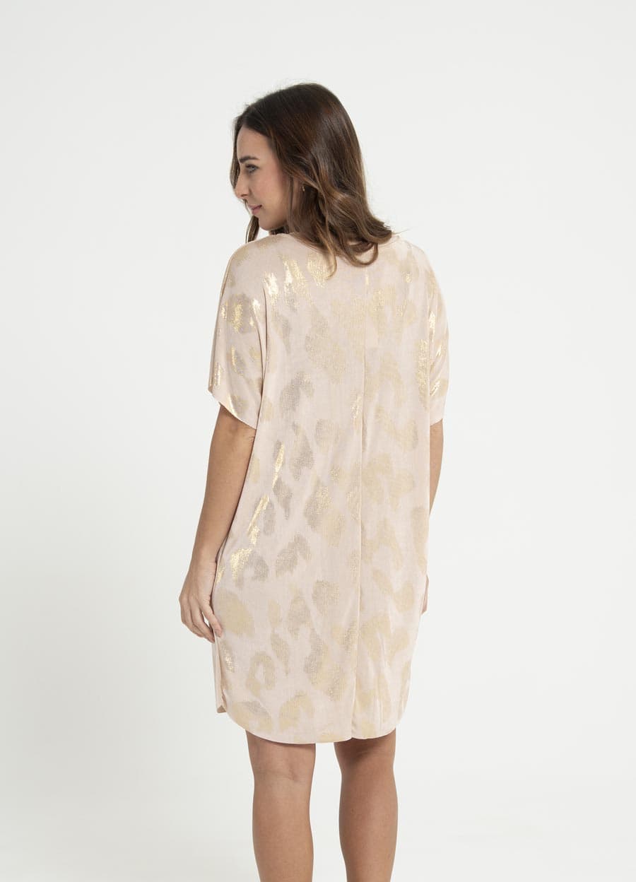 Vestido al corte metalizado print