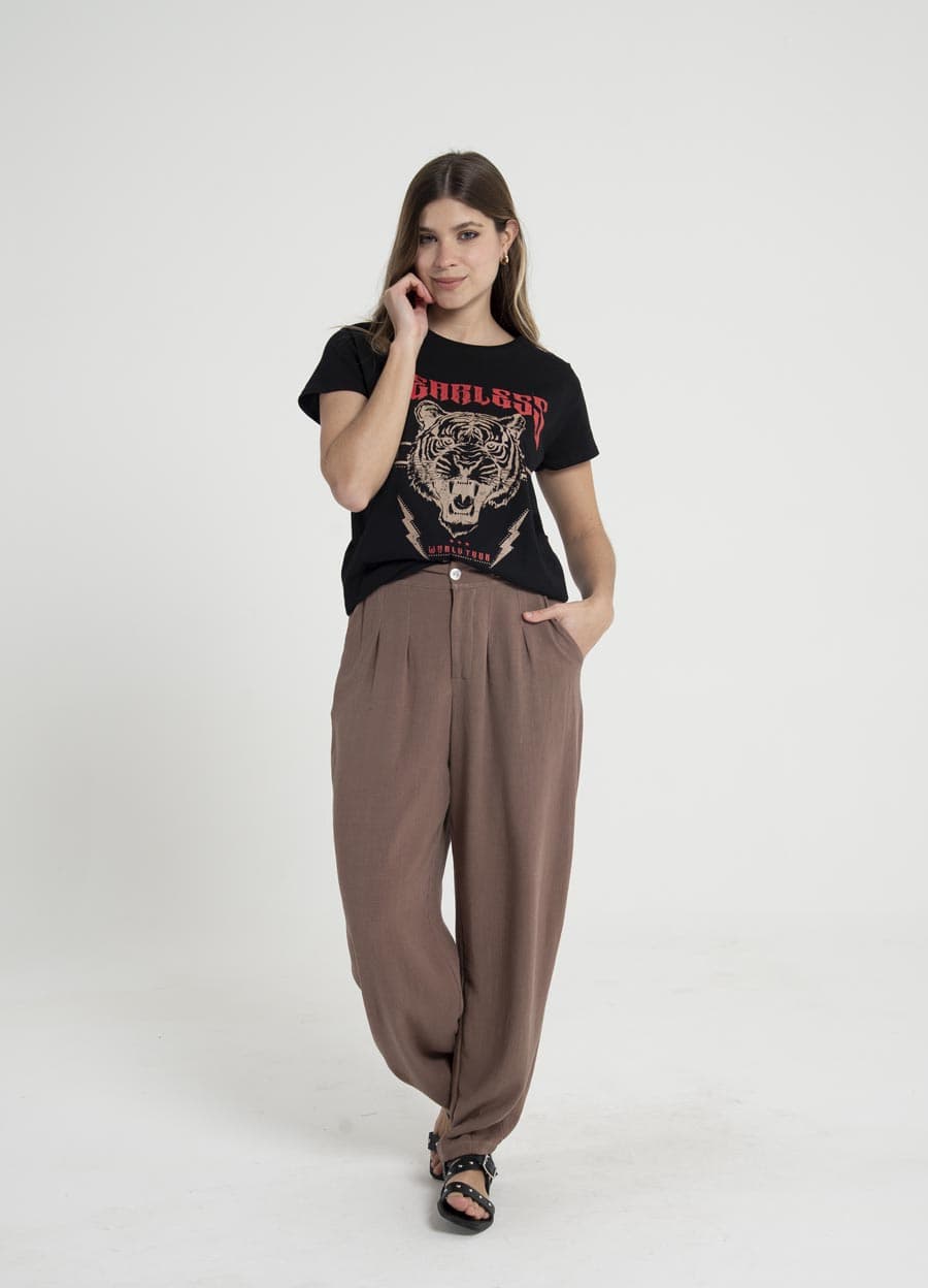 Slouchy lino rayon con boton