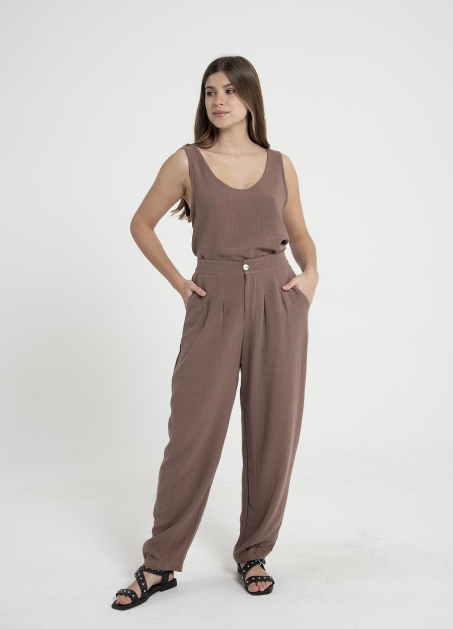 Slouchy lino rayon con boton