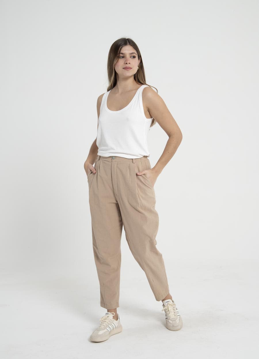 Slouchy lino algodon con boton