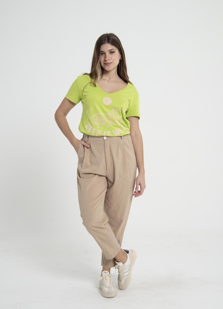 Slouchy lino algodon con boton