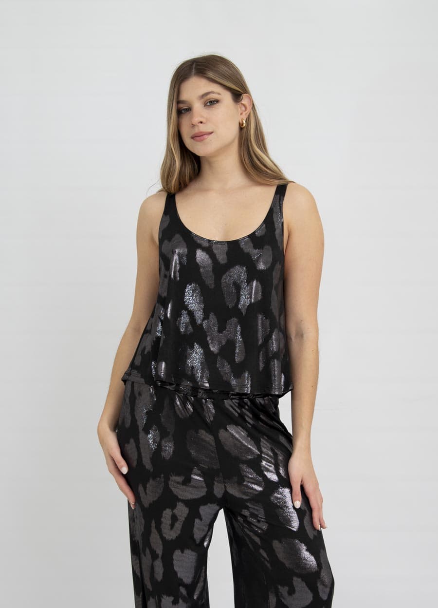 Musculosa campanita metalizada print