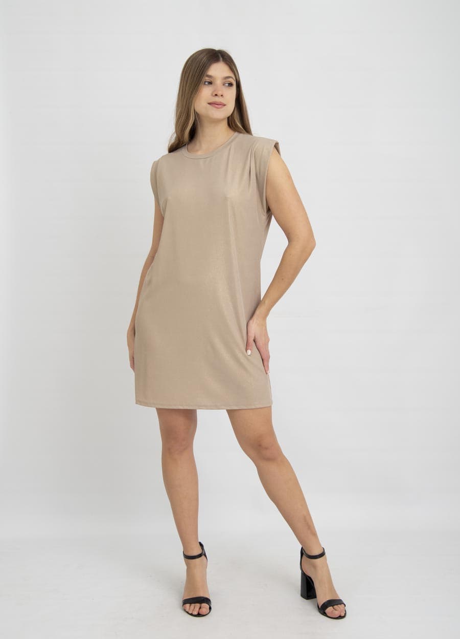 Vestido morley lurex con frunce en  hombro