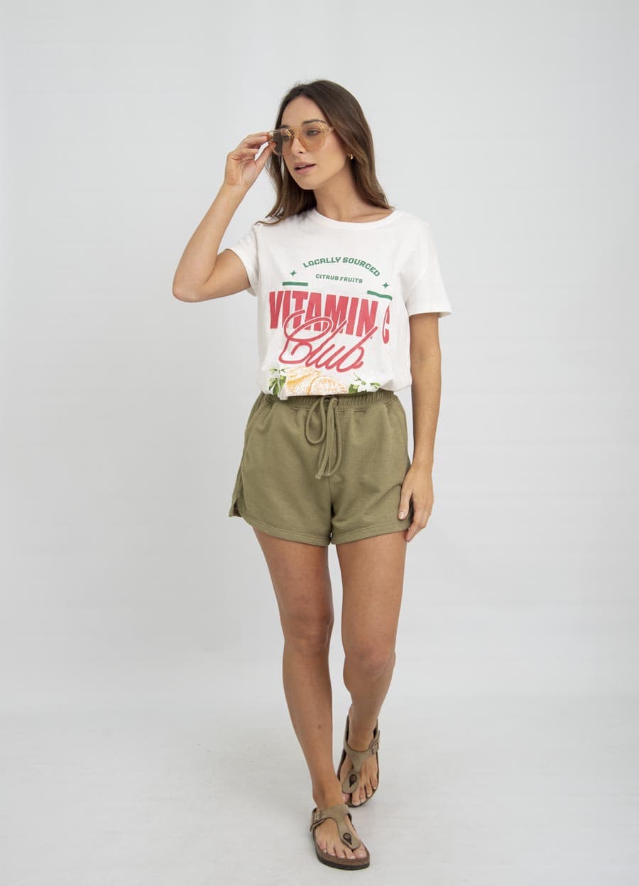 Short tejido rustico con cordon