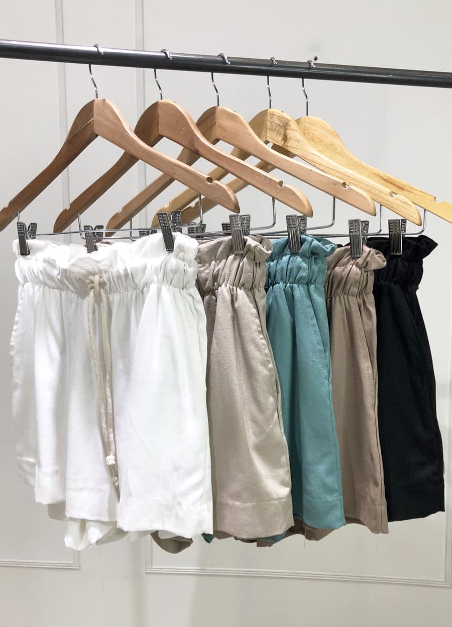 Short lino cintura alta con cordon