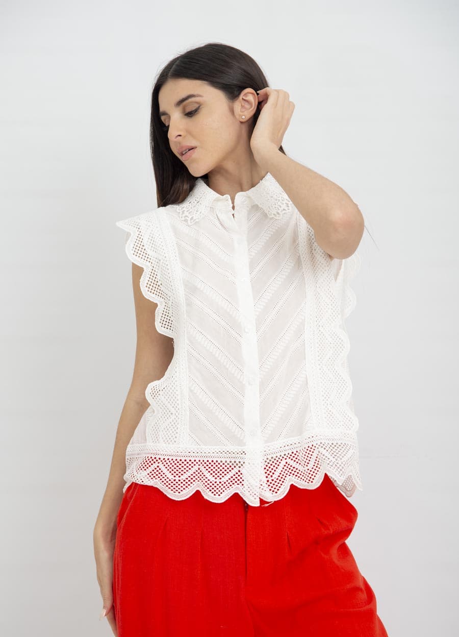 Camisa sin mangas calada