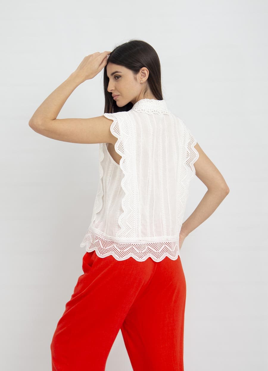 Camisa sin mangas calada