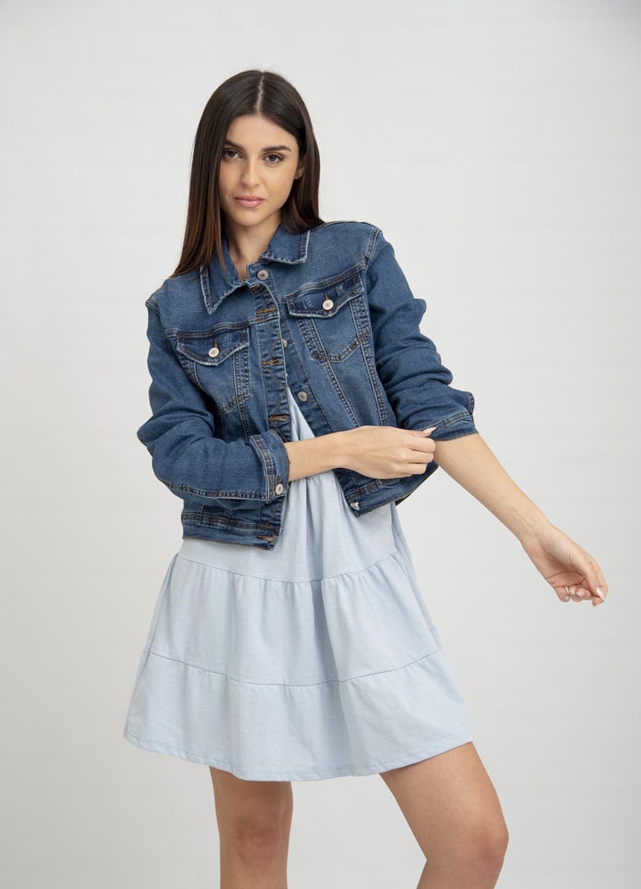 Campera clasica denim elastizado