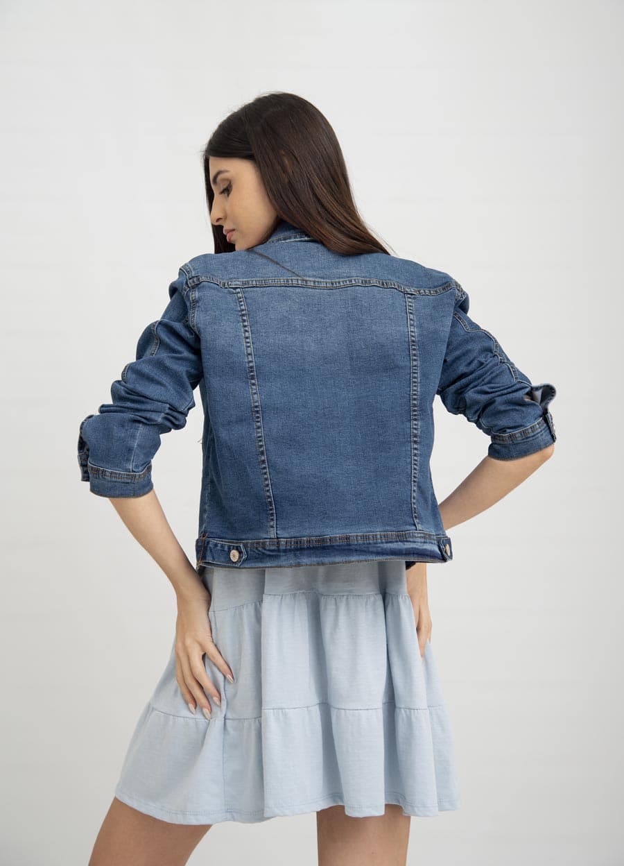 Campera clasica denim elastizado
